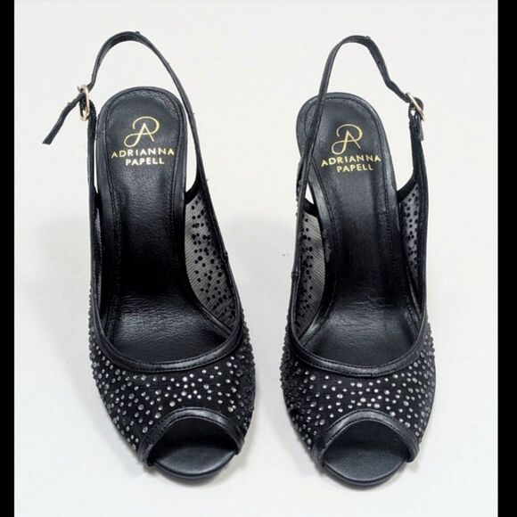 Adrianna Papell Shoes - Adrianna Papell Black Rhinestone Crystal Heels Size 8